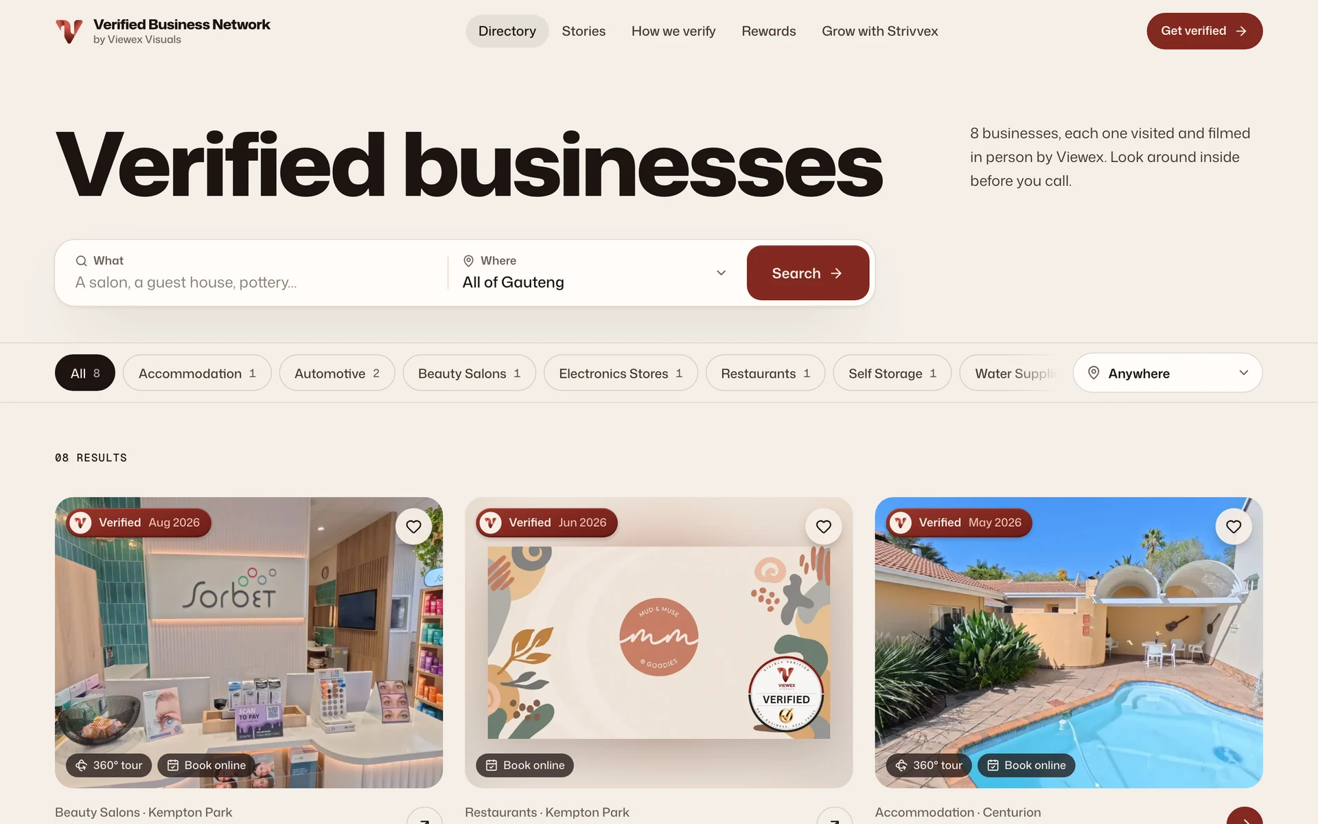 Verified Business Network directory with business profiles.