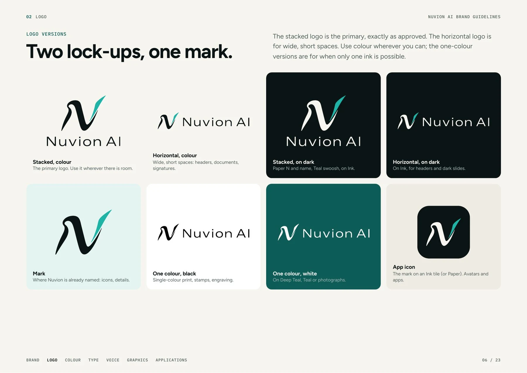 Nuvion AI logo lock-ups and monochrome variants.